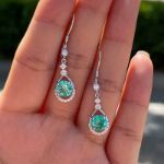 Picture of Stunning Round Cut Paraiba Tourmaline Drop Earrings In Sterling Silver