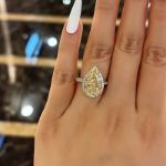 Picture of Halo Pear Cut Moissanite Diamonds Yellow Sapphire Engagement Ring In Sterling Silver