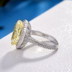 Picture of Halo Pear Cut Moissanite Diamonds Yellow Sapphire Engagement Ring In Sterling Silver