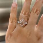 Picture of Elegant Rose Gold Pear Cut Pink Sapphire Three Stone Engagement Ring In Sterling Silver