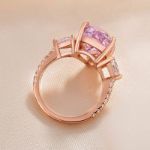 Picture of Elegant Rose Gold Pear Cut Pink Sapphire Three Stone Engagement Ring In Sterling Silver