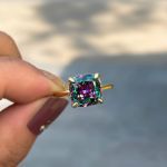 Picture of Noble 3.5 Carat Cushion Cut Alexandrite Engagement Ring for Women In Sterling Silver