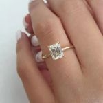 Picture of Yellow Gold Emerald Cut 3.5 Carat Solitaire Engagement Ring For Her