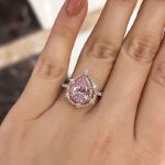 Picture of Royal Double Halo 2.0 Carat 2-Tone Romantic Pink Pear Cut Engagement Ring For Her