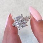 Picture of Stunning Crushed Ice Radiant Cut Three Stone Engagement Ring In Sterling Silver