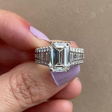 Picture of Exclusive Emerald Cut Engagement Ring In Sterling Silver