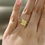 Picture of Sparkle Radiant Cut Yellow Sapphire Engagement Ring In Sterling Silver