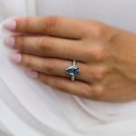 Picture of Unique Pear Cut Blue Sapphire Engagement Ring In Sterling Silver