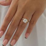 Picture of Yellow Gold Princess Cut Engagement Ring for Women In Sterling Silver