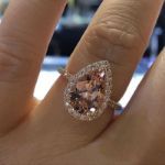 Picture of 3.0 Carat Halo Pear Cut Synthetic Morganite Engagement Ring In Sterling Silver