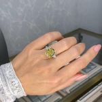 Picture of Gorgeous Radiant Cut Three Stone Yellow Sapphire Engagement Ring In Sterling Silver