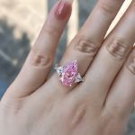 Picture of Elegant Pear Cut Pink Sapphire Three Stone Engagement Ring In Sterling Silver