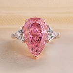 Picture of Elegant Pear Cut Pink Sapphire Three Stone Engagement Ring In Sterling Silver