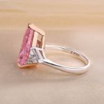 Picture of Elegant Pear Cut Pink Sapphire Three Stone Engagement Ring In Sterling Silver