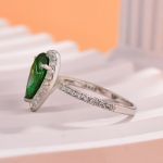 Picture of 2.2 Carat Emerald Green Sapphire Halo Pear Cut Engagement Ring In Sterling Silver