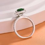 Picture of 2.2 Carat Emerald Green Sapphire Halo Pear Cut Engagement Ring In Sterling Silver