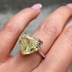 Picture of Rose Gold 6.0 Carat Heart Cut Yellow Sapphire Engagement Ring In Sterling Silver