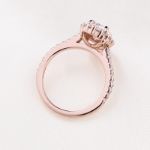 Picture of Rose Gold Unique Design Halo Oval Cut Moissanite Diamond Engagement Ring In Sterling Silver