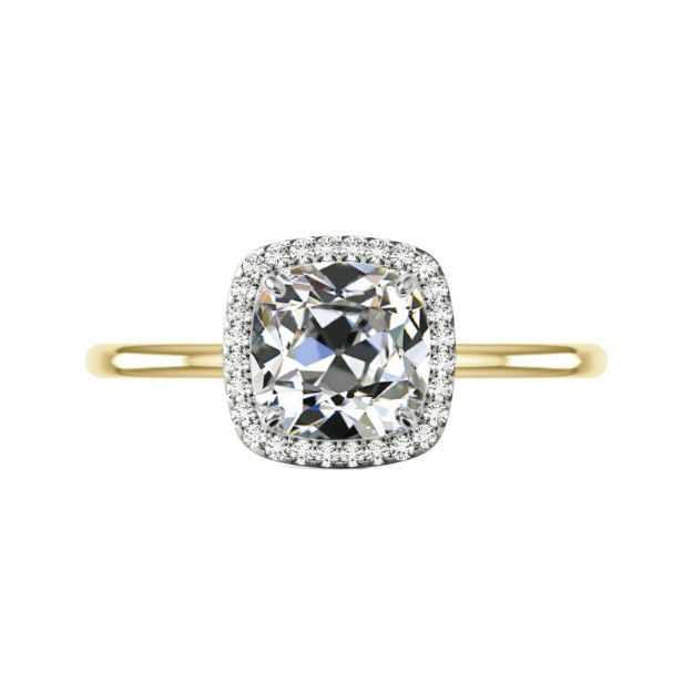 Picture of Stunning Two-tone Halo Cushion Crushed Ice Cut Engagement Ring In Sterling Silver