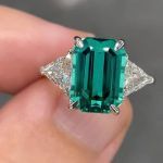 Picture of Stunning Emerald Cut Three Stone Paraiba Tourmaline Engagement Ring In Sterling Silver