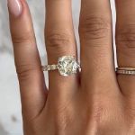 Picture of Exclusive Yellow Gold Cushion Cut Engagement Ring In Sterling Silver