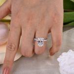 Picture of Exclusive Oval Cut Moissanite Diamond Engagement Ring In Sterling Silver