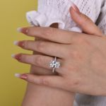 Picture of Exclusive Oval Cut Moissanite Diamond Engagement Ring In Sterling Silver