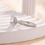 Picture of Exclusive Oval Cut Moissanite Diamond Engagement Ring In Sterling Silver