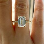 Picture of Yellow Gold Classic Emerald Cut Women's Engagement Ring In Sterling Silver