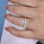 Picture of Exclusive Yellow Gold Oval Cut Engagement Ring In Sterling Silver