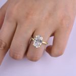 Picture of Exclusive Yellow Gold Oval Cut Engagement Ring In Sterling Silver