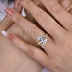 Picture of Exclusive Yellow Gold Oval Cut Engagement Ring In Sterling Silver