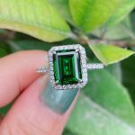 Picture of Amazing 3.5 Carat Emerald Cut Halo Engagement Ring In Sterling Silver