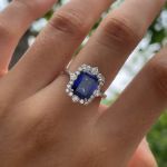 Picture of 3.0 Carat Halo Emerald Cut Blue Sapphire Engagement Ring In Sterling Silver