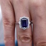 Picture of 3.0 Carat Halo Emerald Cut Blue Sapphire Engagement Ring In Sterling Silver