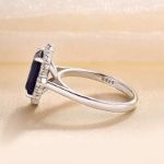 Picture of 3.0 Carat Halo Emerald Cut Blue Sapphire Engagement Ring In Sterling Silver