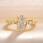 Picture of Gorgeous Yellow Gold Oval Cut Engagement Ring In Sterling Silver