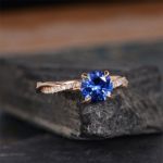 Picture of Rose Gold Twist 1.25 Carat Round Cut Blue Sapphire Engagement Ring For Her In Sterling Silver