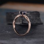 Picture of Rose Gold Twist 1.25 Carat Round Cut Blue Sapphire Engagement Ring For Her In Sterling Silver