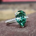 Picture of Stunning Pear Cut Paraiba Tourmaline Engagement Ring In Sterling Silver