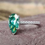 Picture of Stunning Pear Cut Paraiba Tourmaline Engagement Ring In Sterling Silver