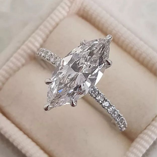 Picture of 1.5 Carat Marquise Cut Women's Engagement Ring In Sterling Silver