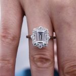 Picture of 3.0 Carat Halo Emerald Cut Engagement Ring In Sterling Silver