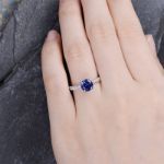 Picture of Classic Twist 1.25 Carat Round Cut Blue Sapphire Engagement Ring For Her In Sterling Silver