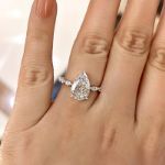 Picture of Sparkle Pear Cut Moissanite Diamond Engagement Ring In Sterling Silver