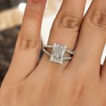 Picture of Unique Split Shank Radiant Cut Engagement Ring In Sterling Silver