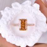 Picture of Stunning Rose Gold Radiant Cut Champagne Engagement Ring For Women