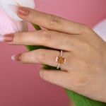 Picture of Stunning Rose Gold Radiant Cut Champagne Engagement Ring For Women