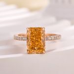 Picture of Stunning Rose Gold Radiant Cut Champagne Engagement Ring For Women