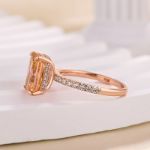 Picture of Stunning Rose Gold Radiant Cut Champagne Engagement Ring For Women